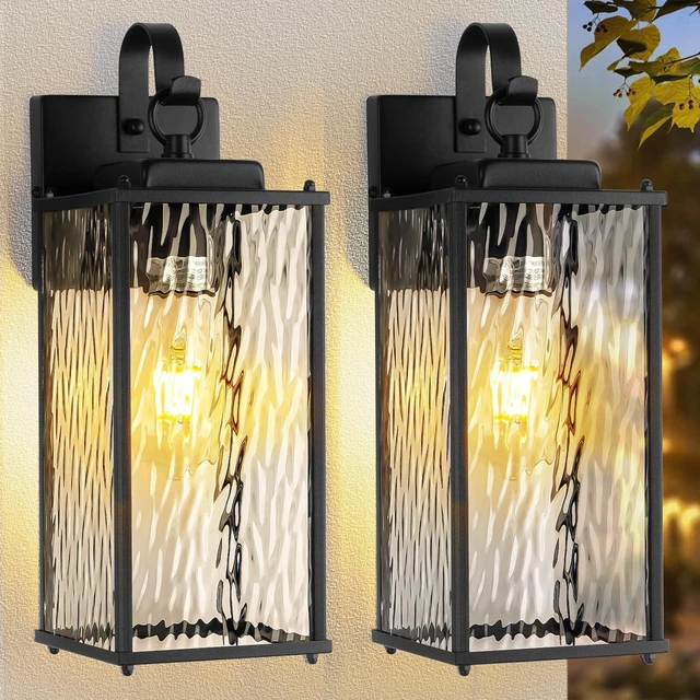 Main image of 2-Pack Exterior Lighting Fixtures Water Ripple Glass Modern