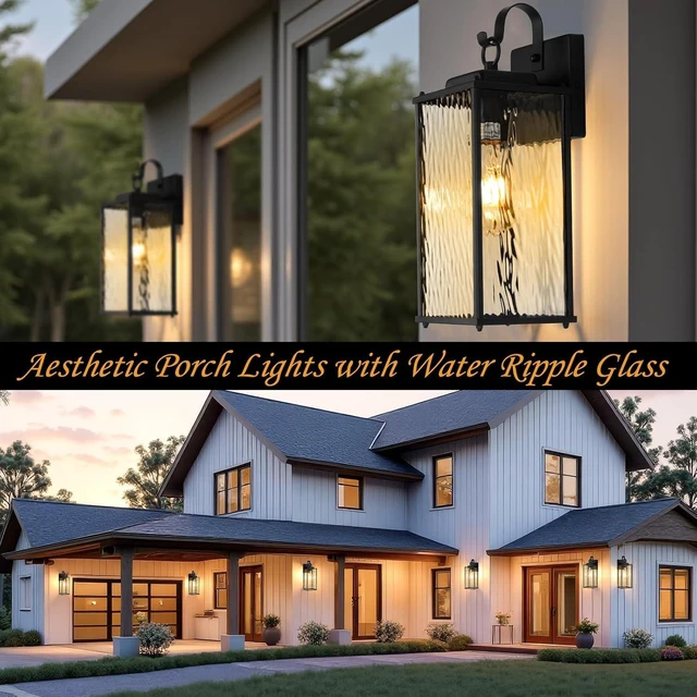 Alt view image 2 of 7 - 2-Pack Exterior Lighting Fixtures Water Ripple Glass Modern