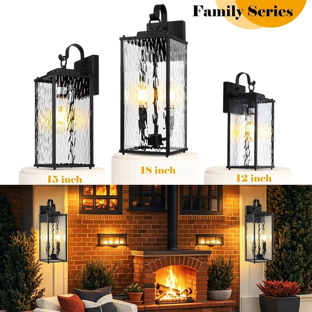 Alt view image 5 of 7 - 2-Pack Exterior Lighting Fixtures Water Ripple Glass Modern