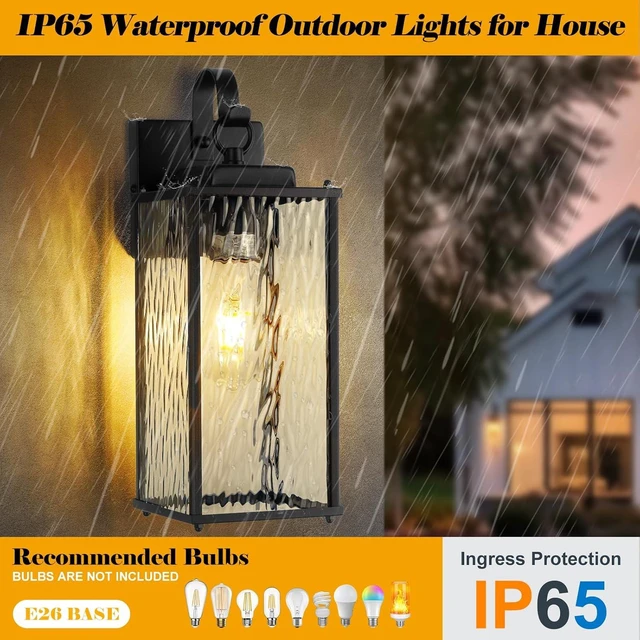Alt view image 3 of 7 - 2-Pack Exterior Lighting Fixtures Water Ripple Glass Modern