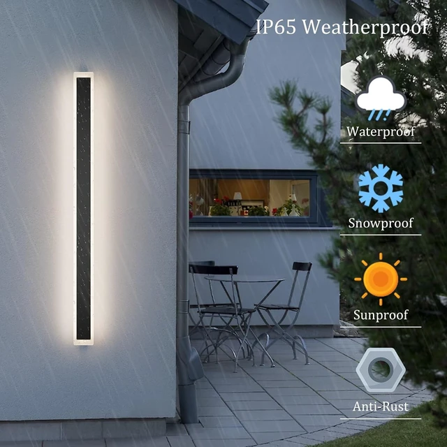 Alt view image 2 of 6 - 2 Pack 47.2in 4000K Long Outdoor Light IP65 Waterproof Outdoor Sconces Wall Lighting Modern LED Exterior Wall Sconces for Porch House