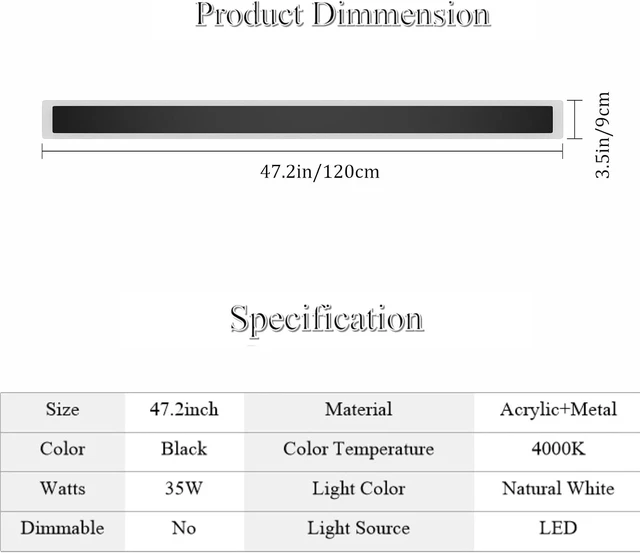 Alt view image 4 of 6 - 2 Pack 47.2in 4000K Long Outdoor Light IP65 Waterproof Outdoor Sconces Wall Lighting Modern LED Exterior Wall Sconces for Porch House