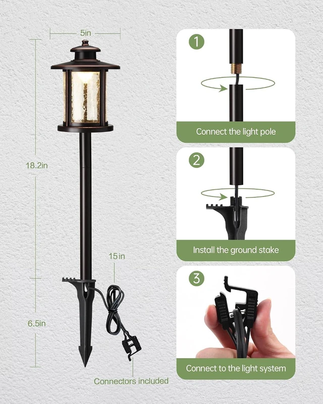 Alt view image 4 of 7 - LITFIT Low Voltage Landscape Lighting, 6-Pack LED Pathway Lights Outdoor