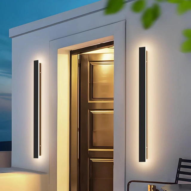 Main image of 2 Pack 31.5inch Modern Outdoor LED Wall Lights 24W Exterior Wall Light Fixture IP65 Waterproof 3000K for House Porch Courtyard