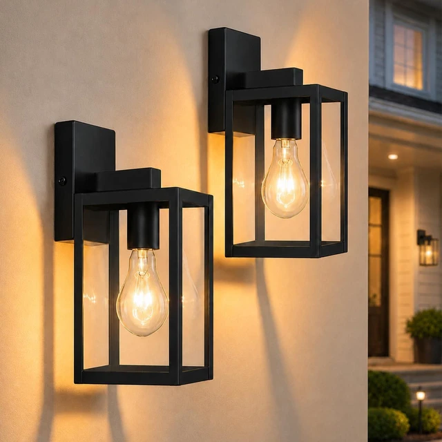 Main image of wowlite Outdoor Porch Lights, Heavy-Duty Aluminum Wall Lanterns, 2 Pack