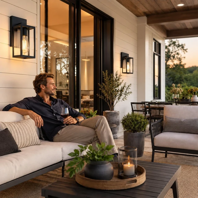 Alt view image 4 of 7 - wowlite Outdoor Porch Lights, Heavy-Duty Aluminum Wall Lanterns, 2 Pack