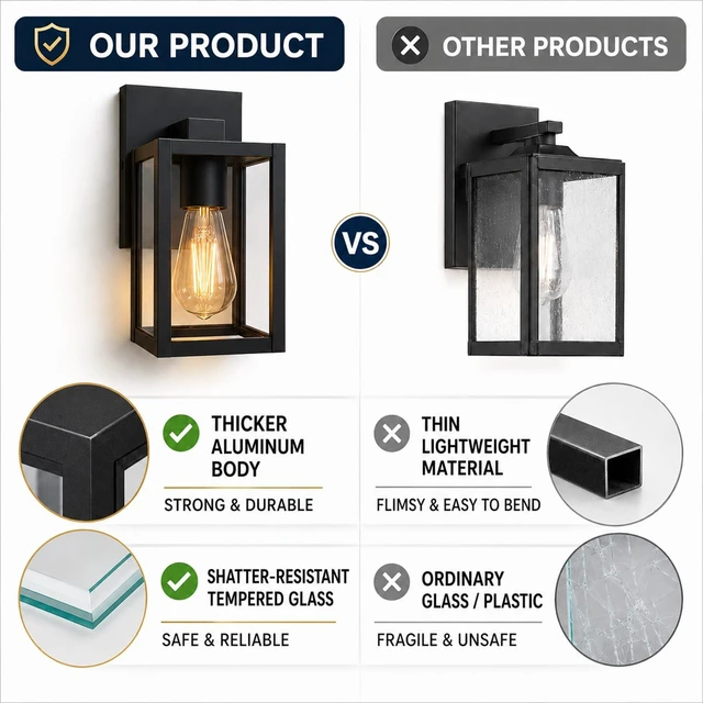 Alt view image 2 of 7 - wowlite Outdoor Porch Lights, Heavy-Duty Aluminum Wall Lanterns, 2 Pack