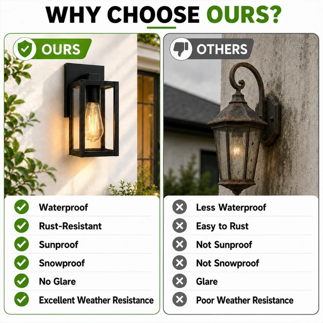 Alt view image 5 of 7 - wowlite Outdoor Porch Lights, Heavy-Duty Aluminum Wall Lanterns, 2 Pack