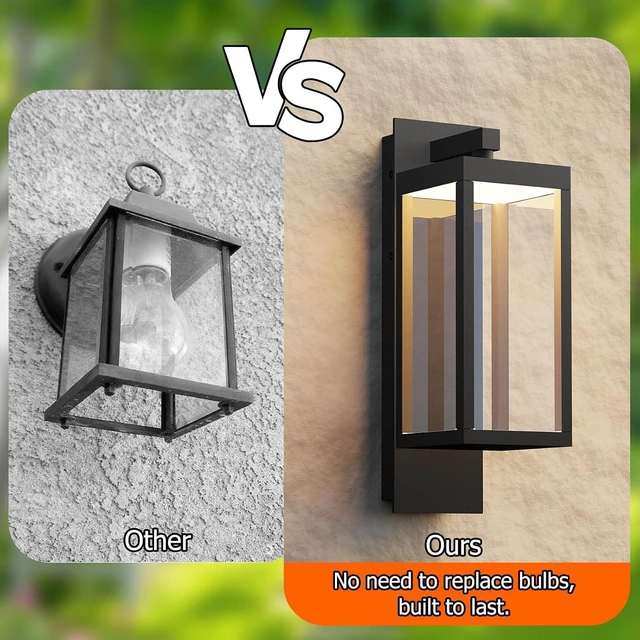 Alt view image 4 of 7 - Outdoor Wall Light Fixtures, Outdoor Light Fixtures Wall Mount, Led Wall Sconce Lighting, Anti-Rust Modern Matte Black Outside Lights for Patio Front Door Entryway Garage
