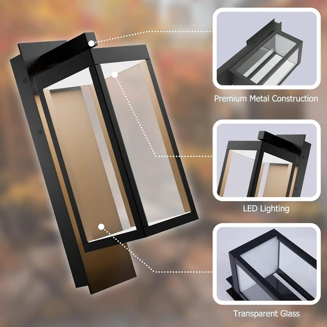 Alt view image 5 of 7 - Outdoor Wall Light Fixtures, Outdoor Light Fixtures Wall Mount, Led Wall Sconce Lighting, Anti-Rust Modern Matte Black Outside Lights for Patio Front Door Entryway Garage