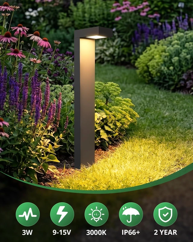 Alt view image 2 of 7 - GKOLED 4-Pack LED Pathway Lights, Low Voltage Outdoor Waterproof, Black