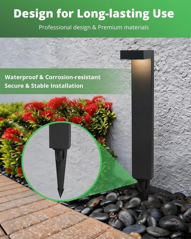 Alt view image 4 of 7 - GKOLED 4-Pack LED Pathway Lights, Low Voltage Outdoor Waterproof, Black