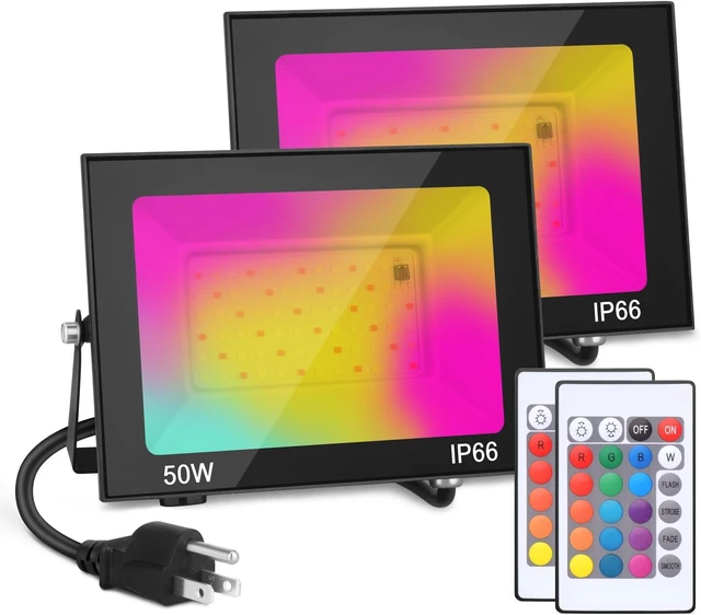 Main image of LED Flood Light Outdoor, 50W Color Changing RGB Flood Light, IP66 Waterproof Outdoor Landscape Lights Stage Lights, 5000LM Uplighting for Party, 2Pack