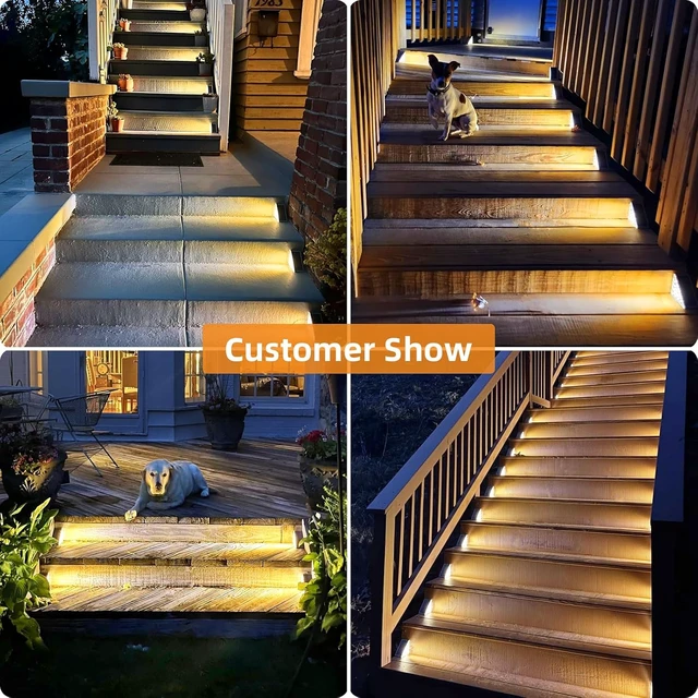 Alt view image 7 of 7 - VOLISUN Solar Step Lights Outdoor Waterproof, LED Outdoor Stair Lights