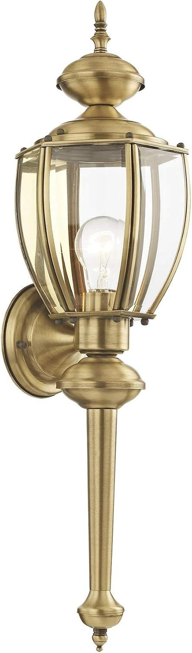 Main image of Livex Lighting 2112-01 Basics 1 Light AB Outdoor Wall Lantern, Antique Brass, 7"W x 25.25"H