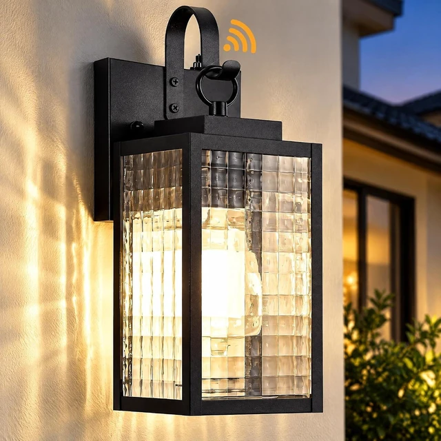 Main image of 11.8" Dusk to Dawn Porch Light, Wall Mount Outdoor Light, Black