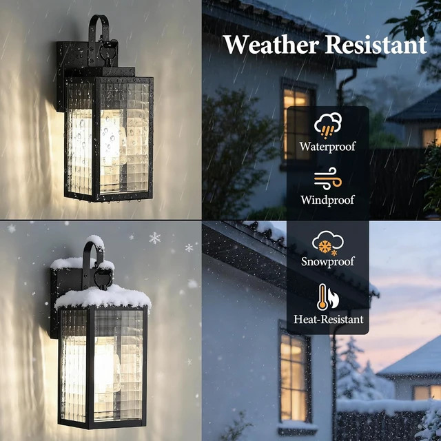 Alt view image 4 of 7 - 11.8" Dusk to Dawn Porch Light, Wall Mount Outdoor Light, Black