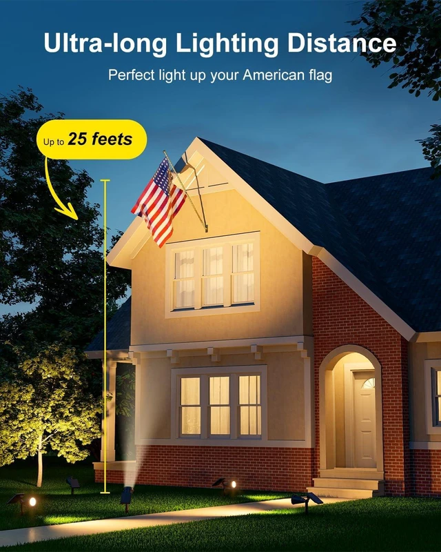 Alt view image 2 of 7 - FALOVE Solar Spot Lights Outdoor Warm White LED Waterproof Landscape Lamp