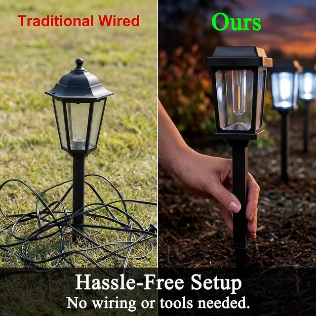 Alt view image 3 of 7 - 12 Pack Solar Lights Outdoor Pathway, Modern Solar Garden Lights, Waterproof Auto On/Off LED Outdoor Solar Lights for Yard, Landscape Path, Walkway, Driveway Décor