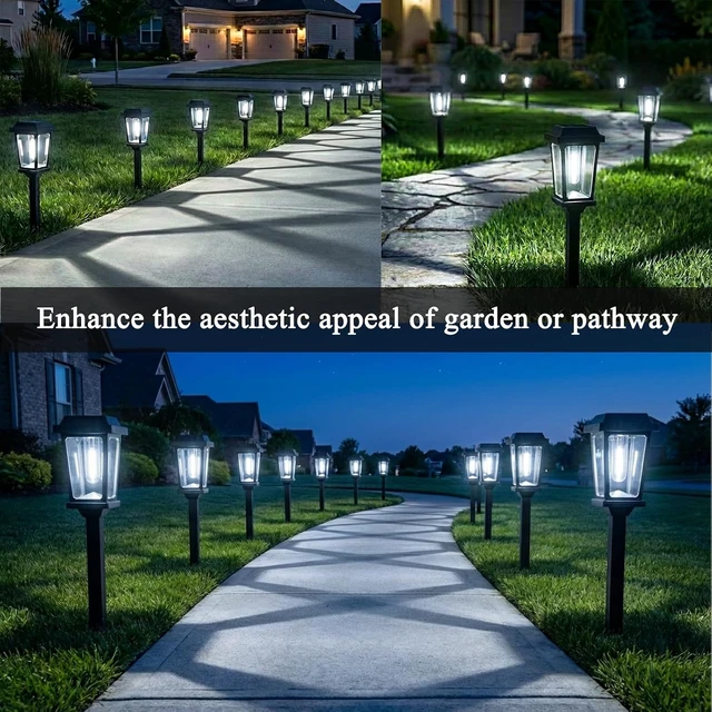Alt view image 6 of 7 - 12 Pack Solar Lights Outdoor Pathway, Modern Solar Garden Lights, Waterproof Auto On/Off LED Outdoor Solar Lights for Yard, Landscape Path, Walkway, Driveway Décor