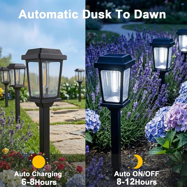 Alt view image 7 of 7 - 12 Pack Solar Lights Outdoor Pathway, Modern Solar Garden Lights, Waterproof Auto On/Off LED Outdoor Solar Lights for Yard, Landscape Path, Walkway, Driveway Décor