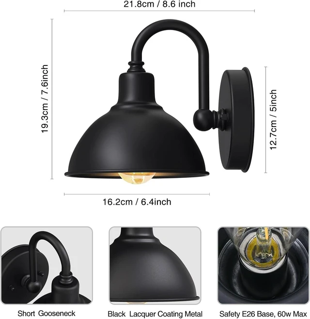 Alt view image 3 of 7 - Barn Light Gooseneck Light, Small Farmhouse Outdoor Lighting