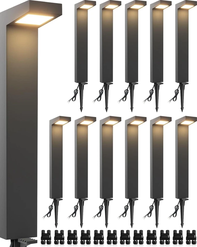 Main image of SUNVIE 5W 3000K LED Low Voltage Landscape Pathway Lights Black, 12 Pack