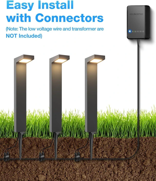 Alt view image 7 of 7 - SUNVIE 5W 3000K LED Low Voltage Landscape Pathway Lights Black, 12 Pack