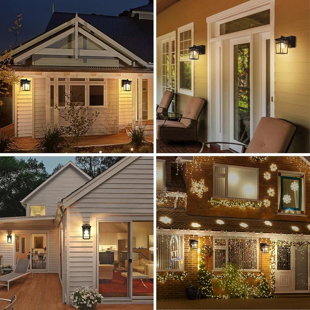 Alt view image 7 of 7 - Porch Light with GFCI Outlet Built in, Dusk to Dawn Outdoor Lighting with Outlet, Waterproof Anti-Rust Alunmium Exterior Wall Mount Fixture, Outside Light for House Garage Front Door, Bulb Included