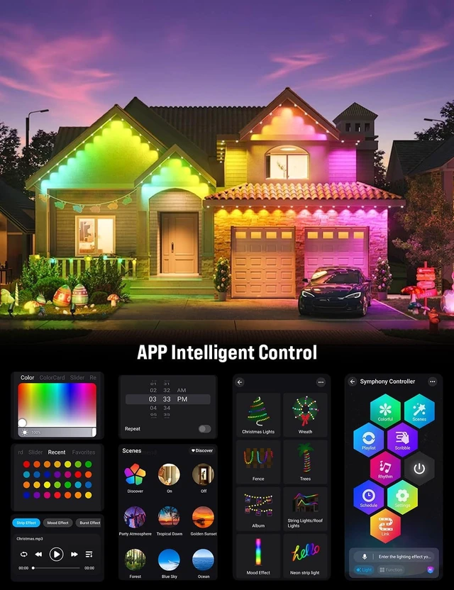 Alt view image 4 of 7 - EcoNour 50 FT RGB Smart Permanent Outdoor Christmas Lights, App and Remote
