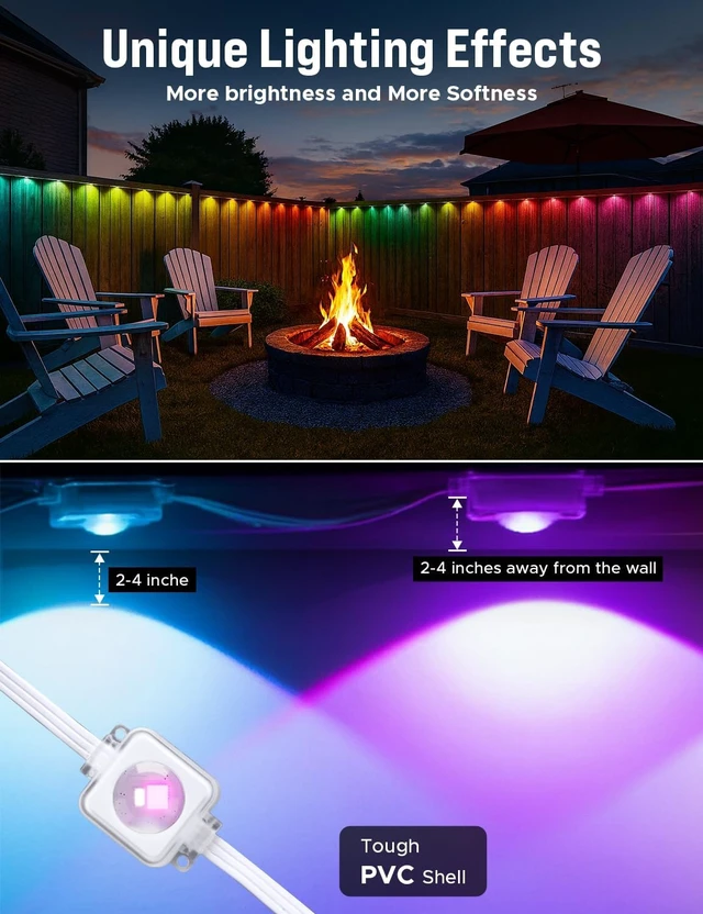 Alt view image 5 of 7 - EcoNour 50 FT RGB Smart Permanent Outdoor Christmas Lights, App and Remote