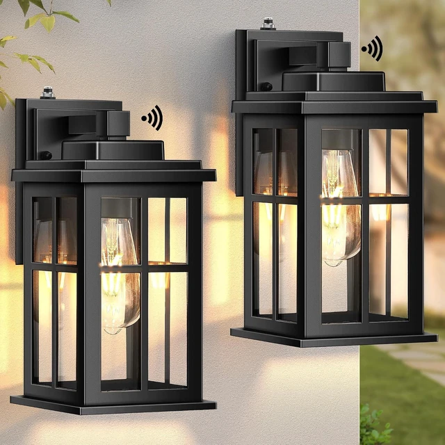 Main image of Dusk to Dawn Outdoor Lights for House, 2 Pack Outdoor Light Fixture, Black Exterior Lighting Fixtures, Dusk to Dawn Outdoor Lighting for House, Porch, Garage, Doorway, Anti-Rust, Waterproof