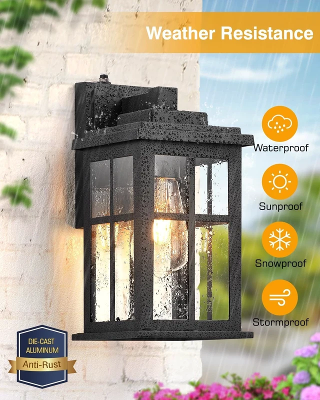 Alt view image 3 of 7 - Dusk to Dawn Outdoor Lights for House, 2 Pack Outdoor Light Fixture, Black Exterior Lighting Fixtures, Dusk to Dawn Outdoor Lighting for House, Porch, Garage, Doorway, Anti-Rust, Waterproof