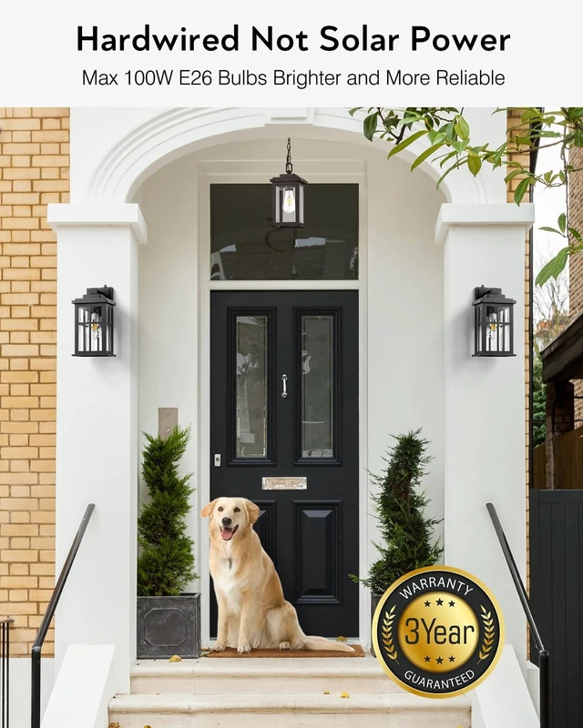 Alt view image 6 of 7 - Dusk to Dawn Outdoor Lights for House, 2 Pack Outdoor Light Fixture, Black Exterior Lighting Fixtures, Dusk to Dawn Outdoor Lighting for House, Porch, Garage, Doorway, Anti-Rust, Waterproof