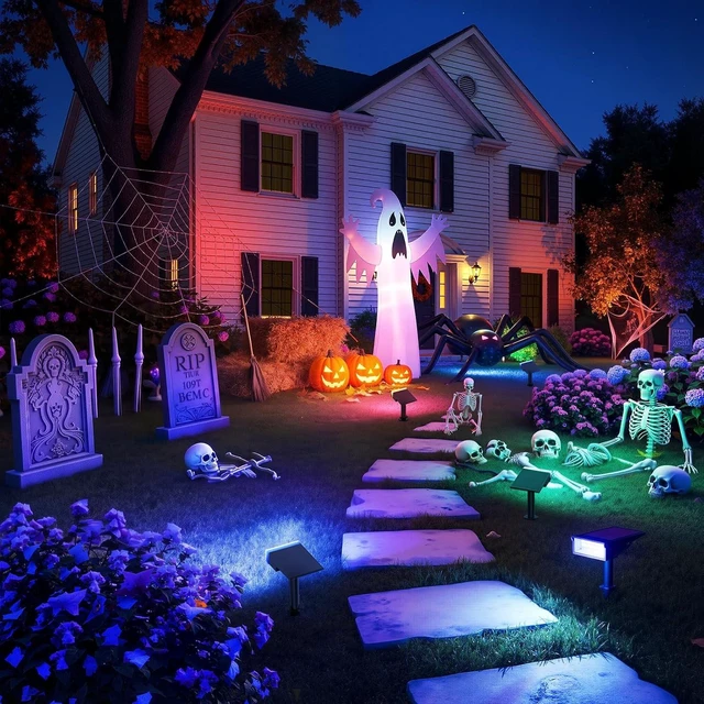 Alt view image 2 of 7 - Consciot Smart Solar Spot Lights Outdoor, RGBTW Halloween Solar Lights
