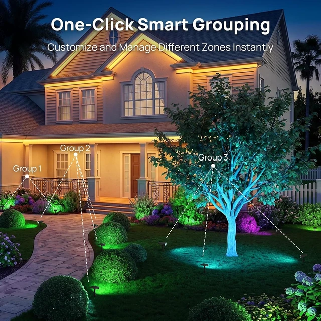 Alt view image 7 of 7 - Consciot Smart Solar Spot Lights Outdoor, RGBTW Halloween Solar Lights