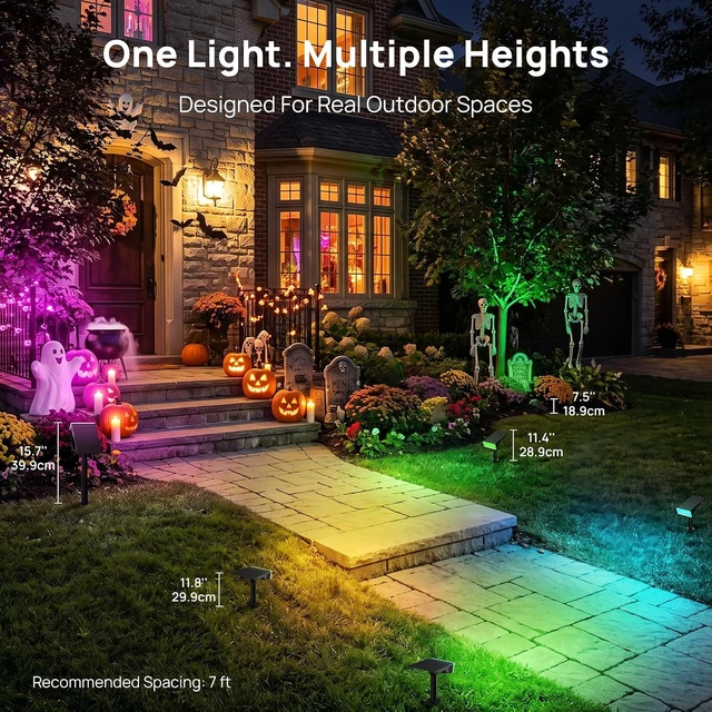 Alt view image 6 of 7 - Consciot Smart Solar Spot Lights Outdoor, RGBTW Halloween Solar Lights