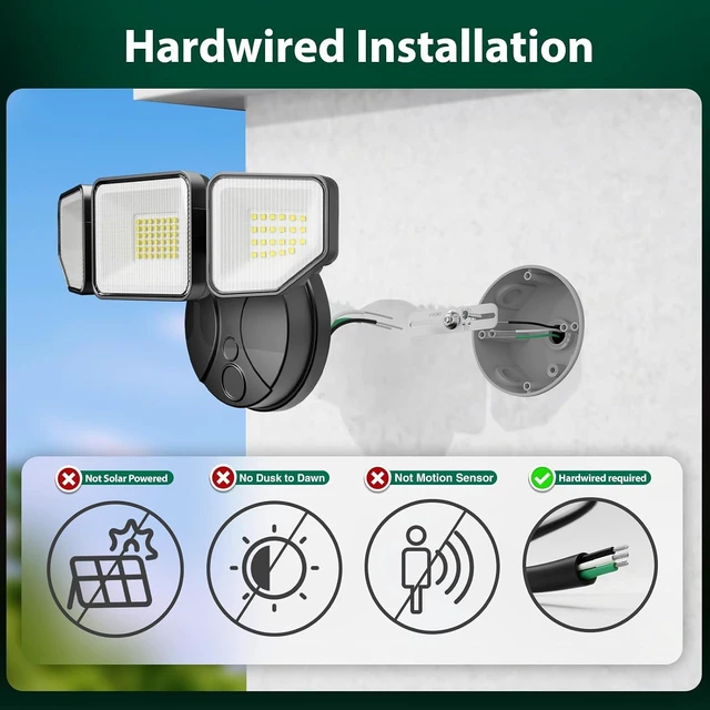 Alt view image 2 of 7 - Flood Light Outdoors, 65W 6500 Lumen Super Bright LED Security Lights, 3 Adjustable Heads, IP65 Waterproof, 6500K Daylight Wall Mount Outdoor Flood Light for Yard, Garage