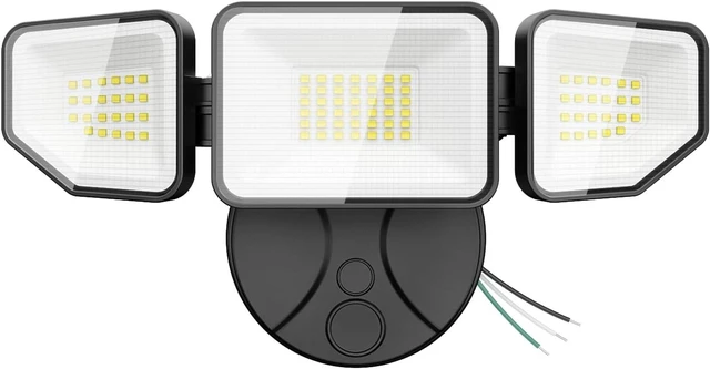 Main image of Flood Light Outdoors, 65W 6500 Lumen Super Bright LED Security Lights, 3 Adjustable Heads, IP65 Waterproof, 6500K Daylight Wall Mount Outdoor Flood Light for Yard, Garage