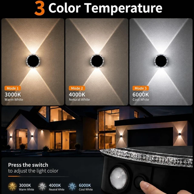Alt view image 3 of 7 - Solar Wall Lights Outdoor, 6 Pack 3 Modes 12 H Solar Fence Lights