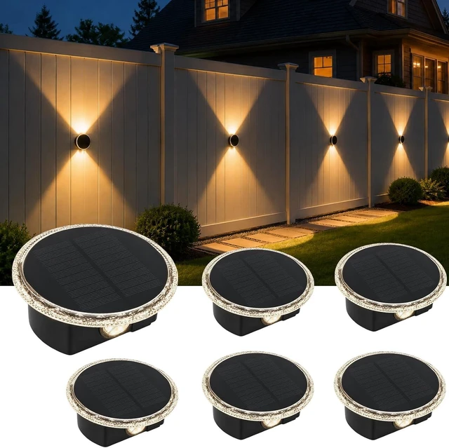 Main image of Solar Wall Lights Outdoor, 6 Pack 3 Modes 12 H Solar Fence Lights