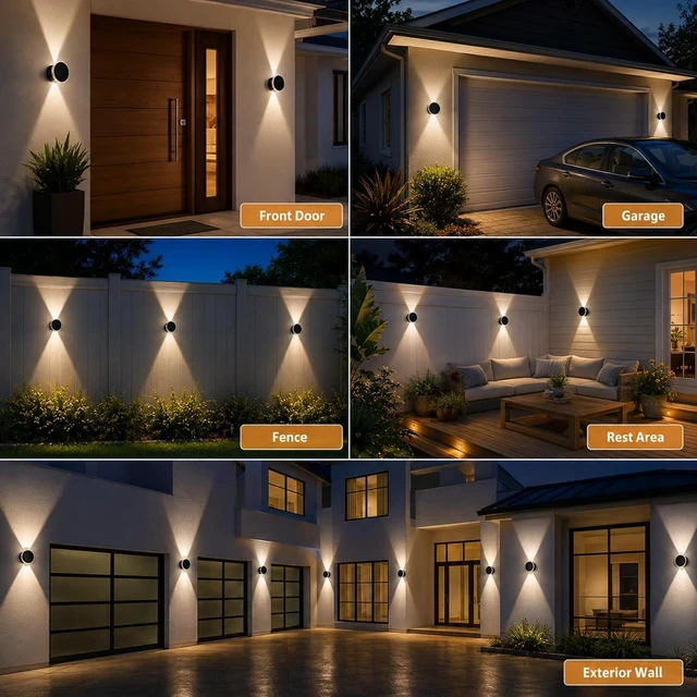 Alt view image 6 of 7 - Solar Wall Lights Outdoor, 6 Pack 3 Modes 12 H Solar Fence Lights