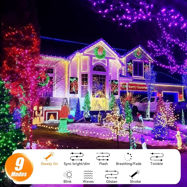 Alt view image 6 of 7 - LitHome Color Changing Christmas String Lights Connectable, 66Ft 200 LED