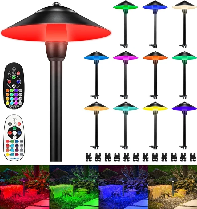 Main image of SUNVIE 12-Pack 3W RGB Low Voltage Landscape Lights Wired Outdoor 12-24V