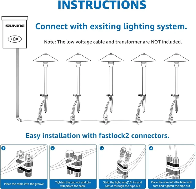 Alt view image 7 of 7 - SUNVIE 12-Pack 3W RGB Low Voltage Landscape Lights Wired Outdoor 12-24V