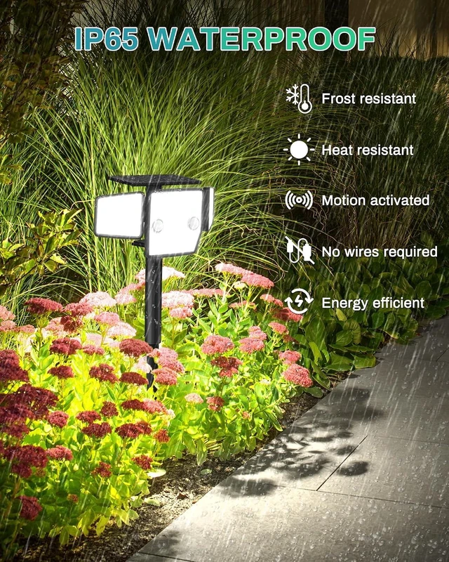 Alt view image 6 of 7 - Solar Lights Outdoor, Motion Sensor Outdoor Lights with Stakes