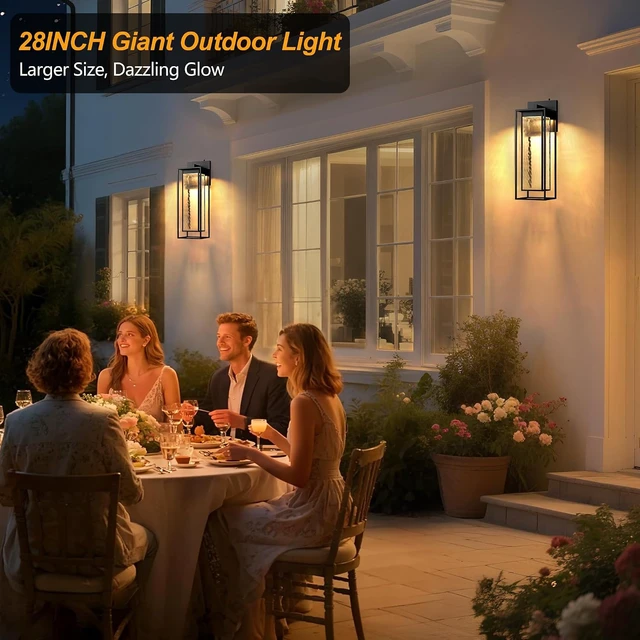 Alt view image 3 of 7 - LED Dusk to Dawn Porch Lights, Giant 28IN with Rippled Glass
