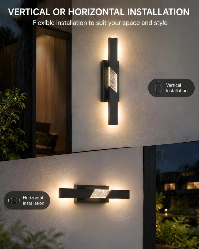 Alt view image 3 of 7 - Yisuro Modern LED Outdoor Wall Sconce, 31.5" Black Linear Porch Light