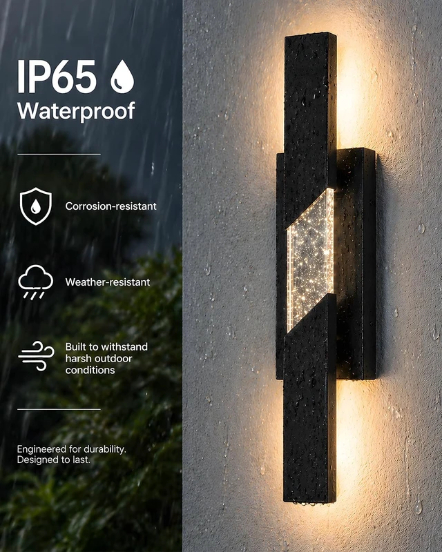 Alt view image 4 of 7 - Yisuro Modern LED Outdoor Wall Sconce, 31.5" Black Linear Porch Light