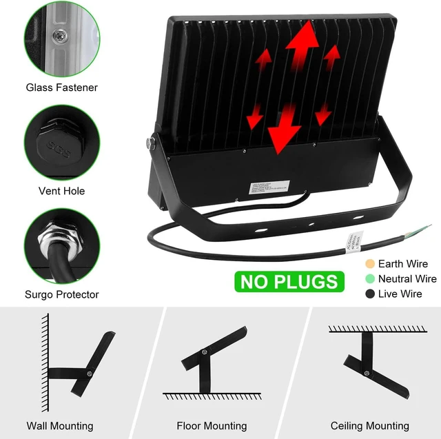 Alt view image 4 of 7 - Juyace 36000Lm 240W Led Stadium Outdoor Flood Light Area Lighting for Sport